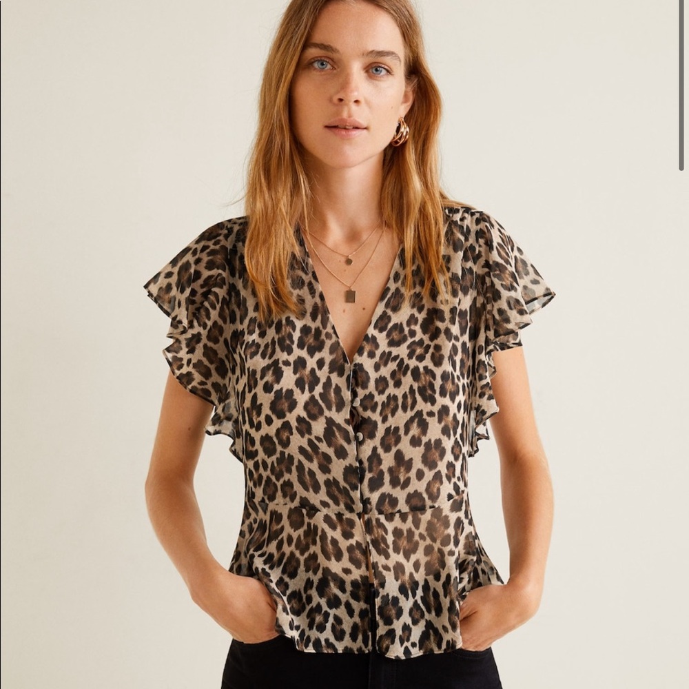 Mango Leopard Blouse Roma XS/2